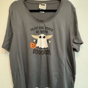 Star Wars Baby Yoda Gray Halloween Pajama Top | May The Force Be With Boo!